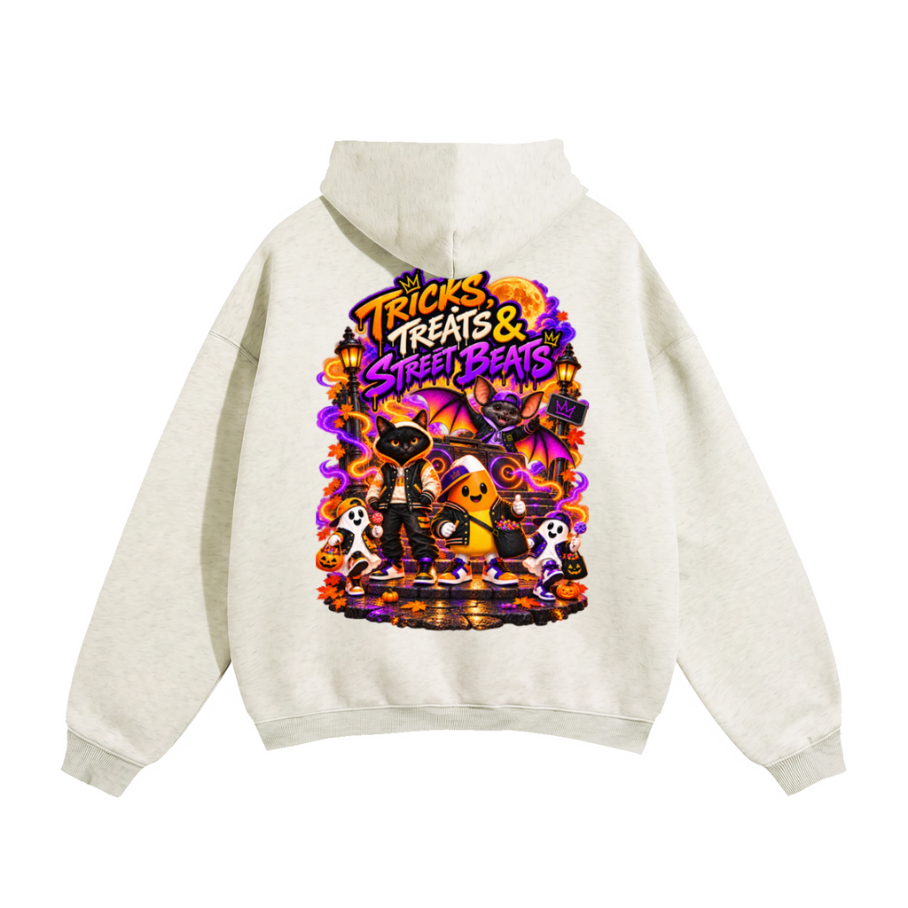 Halloween Tricks, Treats & Street Beats Front & Back Graphic Hoodie - Unisex