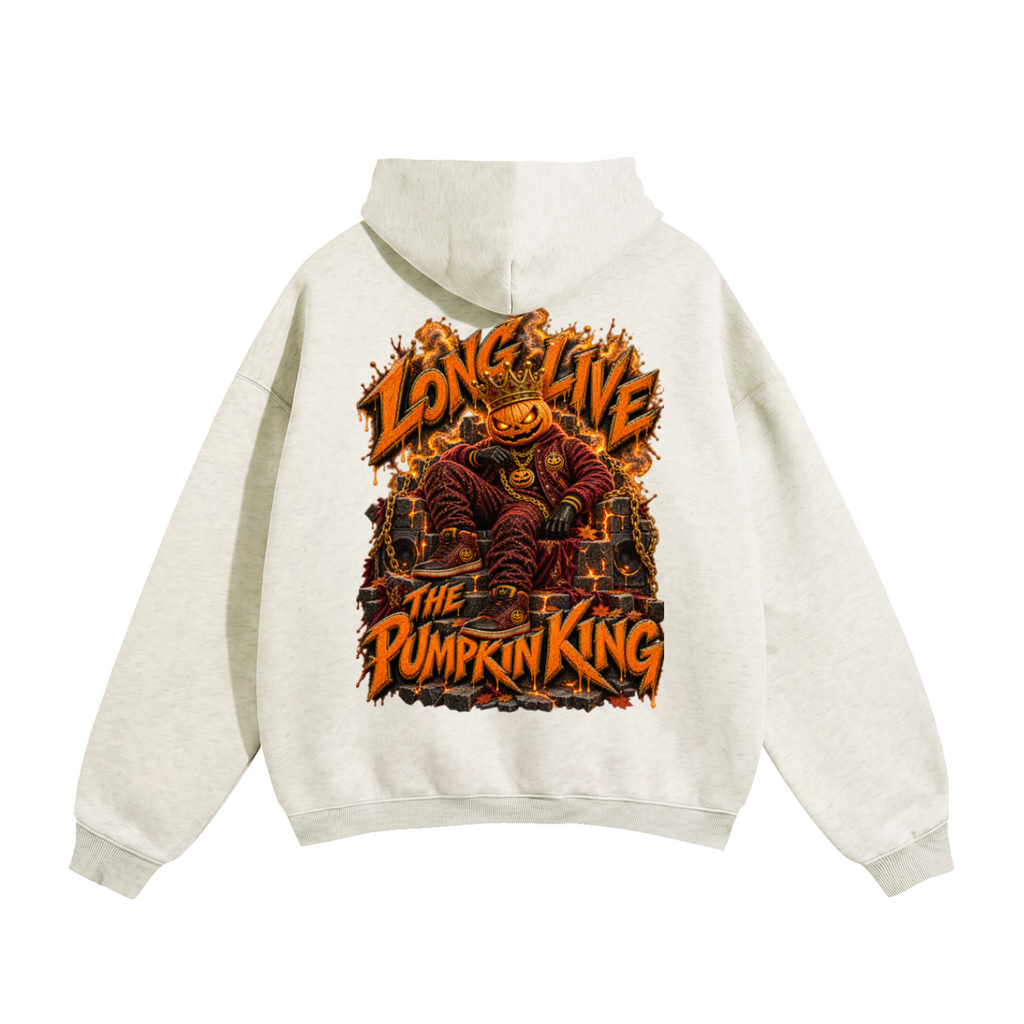 Halloween Pumpkin King Front & Back Graphic Hoodie - Long Live the Pumpkin King - Unisex