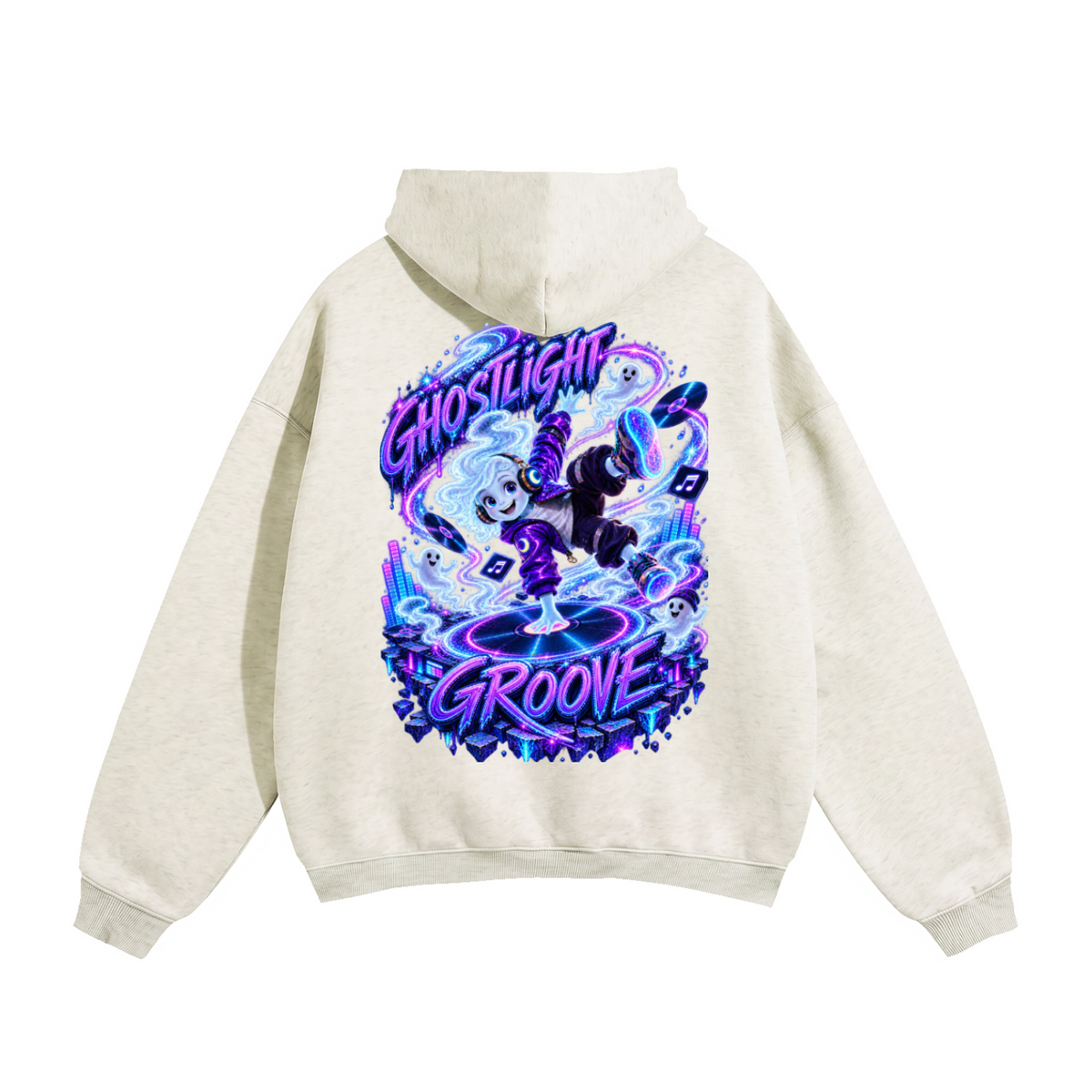 Halloween Ghost DJ Front & Back Graphic Hoodie - Drop That Ghostly Beat - Unisex