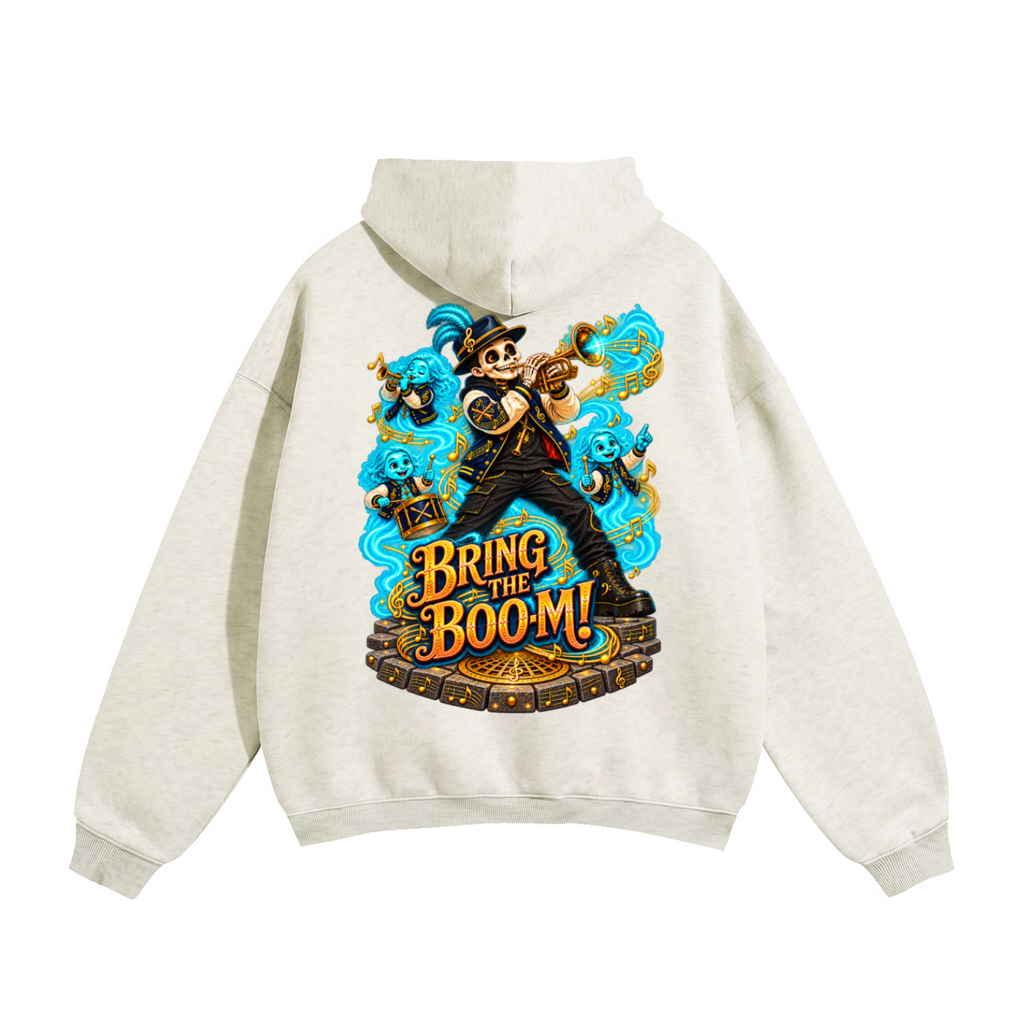 Halloween Brass, Boos & Good Vibes Front & Back Graphic Hoodie - Bring the Boom - Unisex