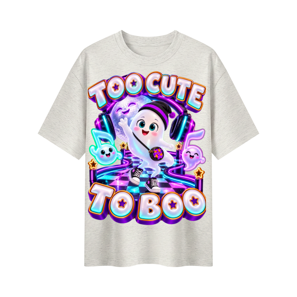 Halloween Cute Ghost Oversized Graphic T-Shirt - Too Cute to Boo - Unisex