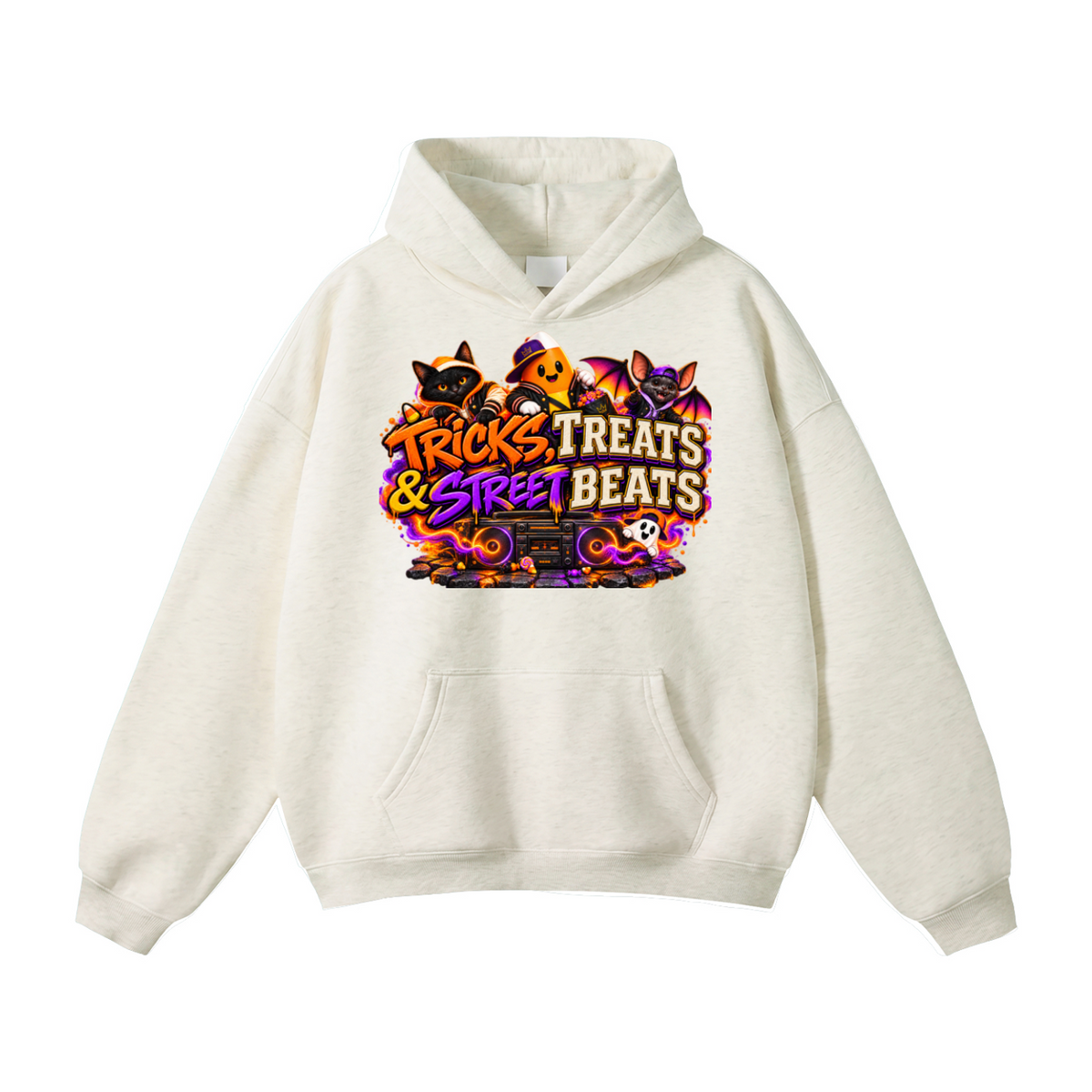 Halloween Tricks, Treats & Street Beats Front & Back Graphic Hoodie - Unisex