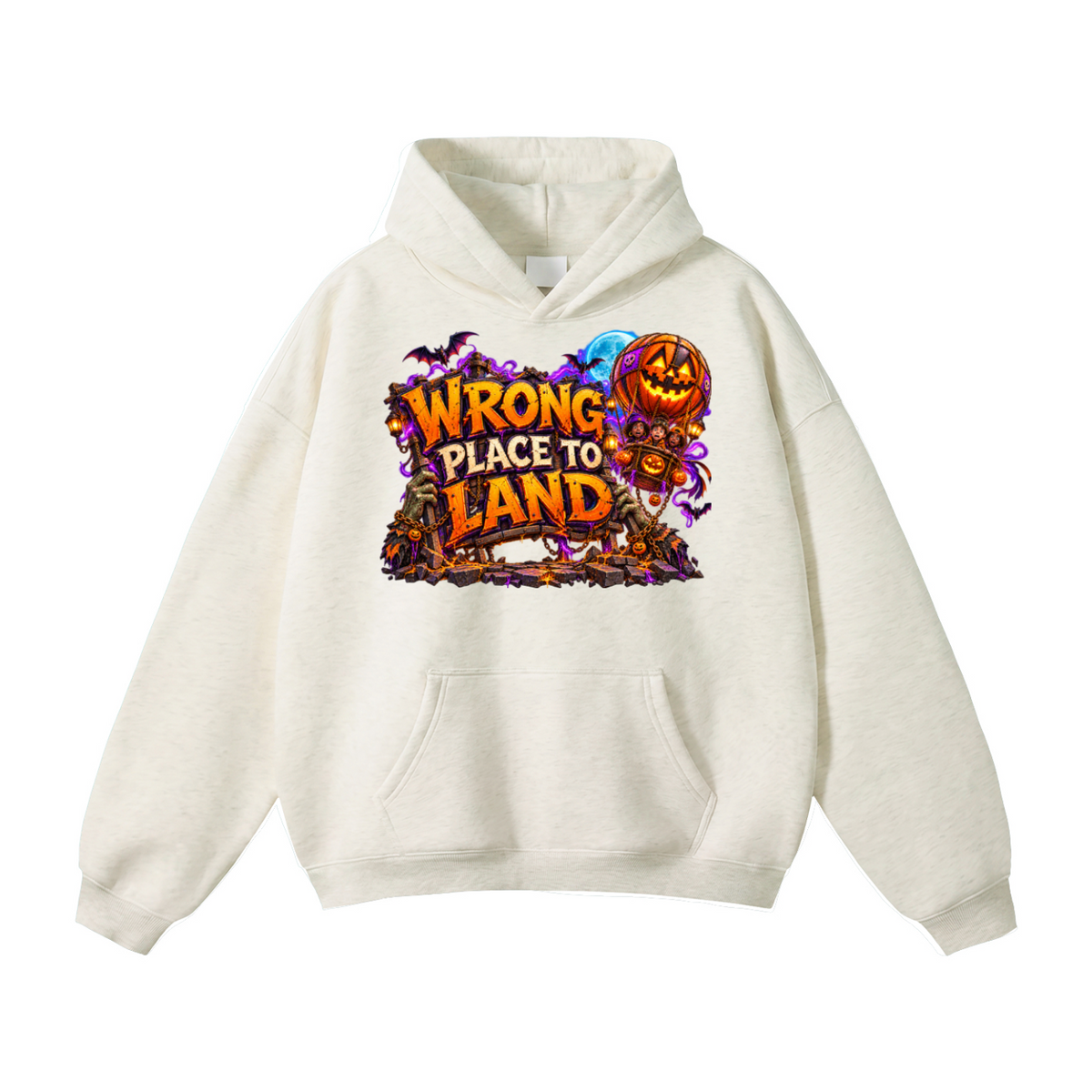 Halloween Wrong Place to Land Front & Back Graphic Hoodie - Trick or Treat Land Here - Unisex