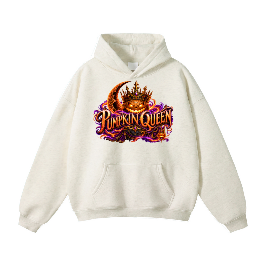 Halloween Pumpkin Queen Front & Back Graphic Hoodie - Crowned by Midnight - Unisex