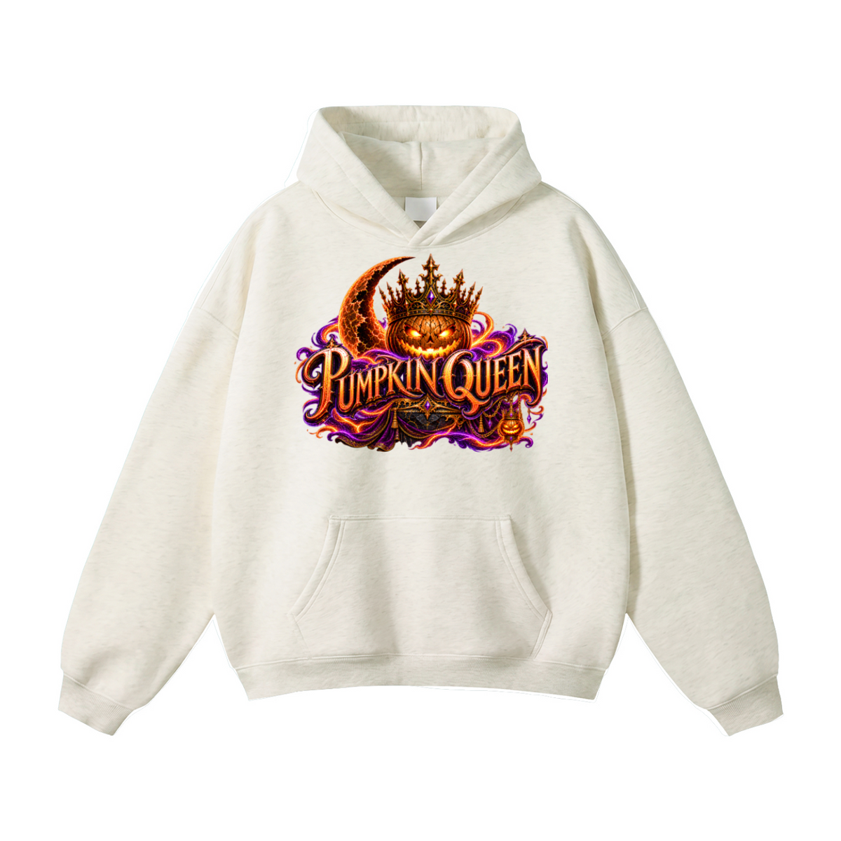Halloween Pumpkin Queen Front & Back Graphic Hoodie - Crowned by Midnight - Unisex