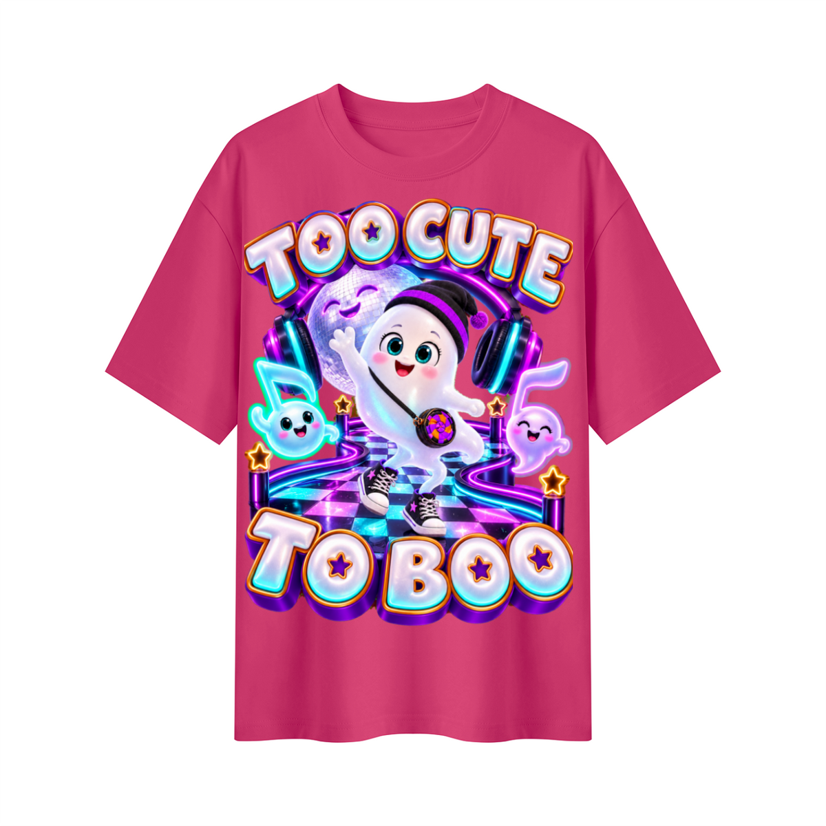 Halloween Cute Ghost Oversized Graphic T-Shirt - Too Cute to Boo - Unisex