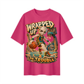 Halloween Mummy Basketball Oversized Graphic T-Shirt - Wrapped Up in Trouble - Unisex