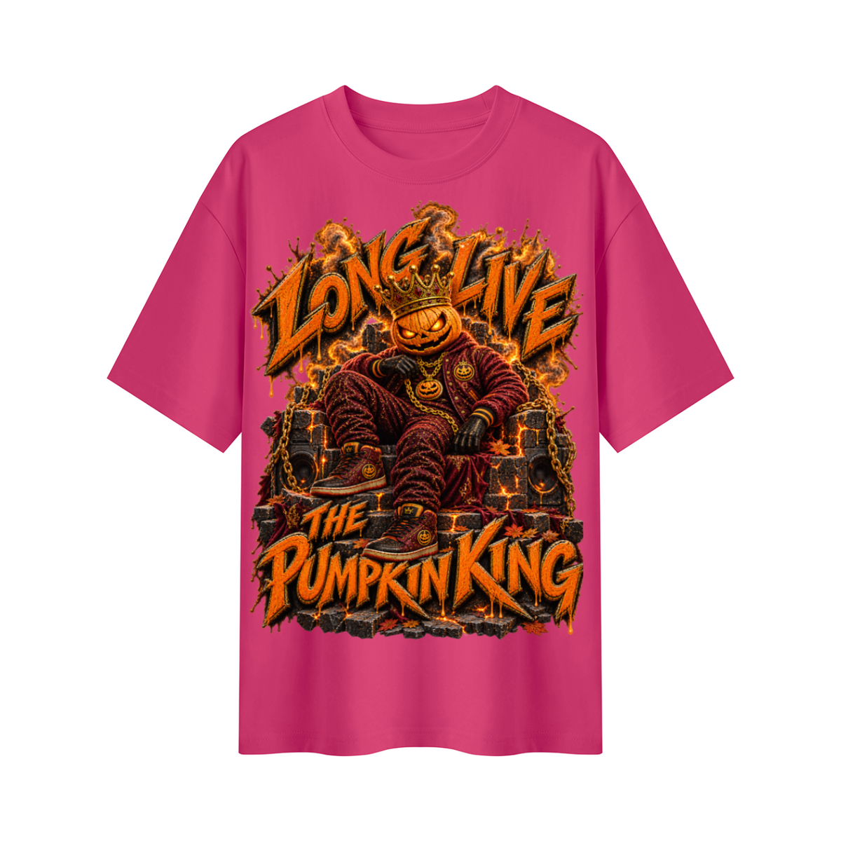Halloween Pumpkin King Oversized Graphic T-Shirt - Long Live the Pumpkin King - Unisex