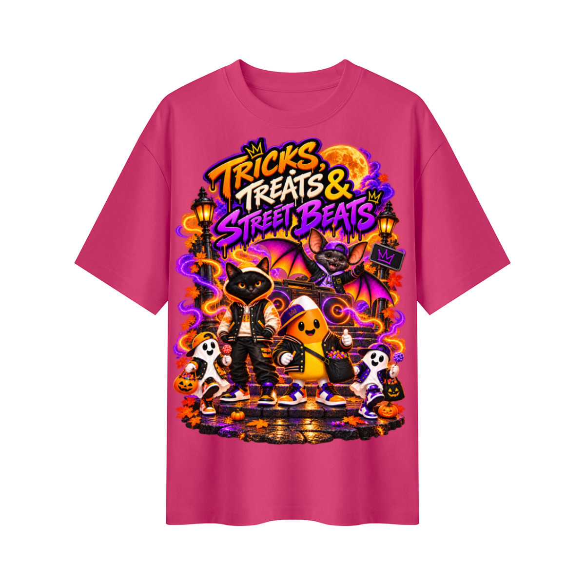 Halloween Tricks, Treats & Street Beats Oversized Graphic T-Shirt - Unisex