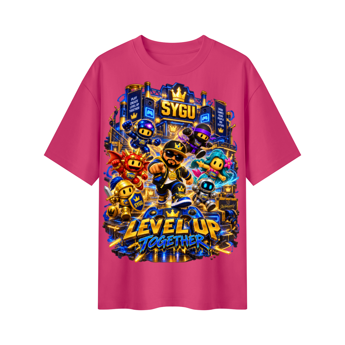 StepYahGameUp™ Level Up Together Oversized Graphic T-Shirt - Unisex