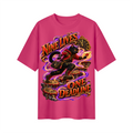Halloween Nine Lives One Deadline Black Cat Oversized Graphic T-Shirt - Unisex