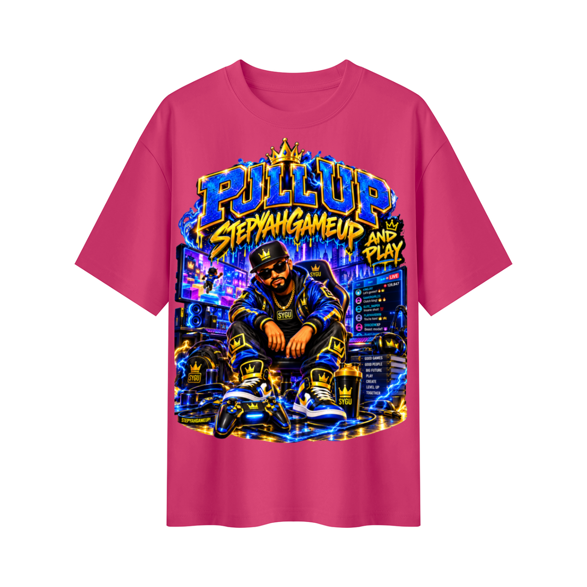 StepYahGameUp™ Pull Up and Play Oversized Graphic T-Shirt - Unisex