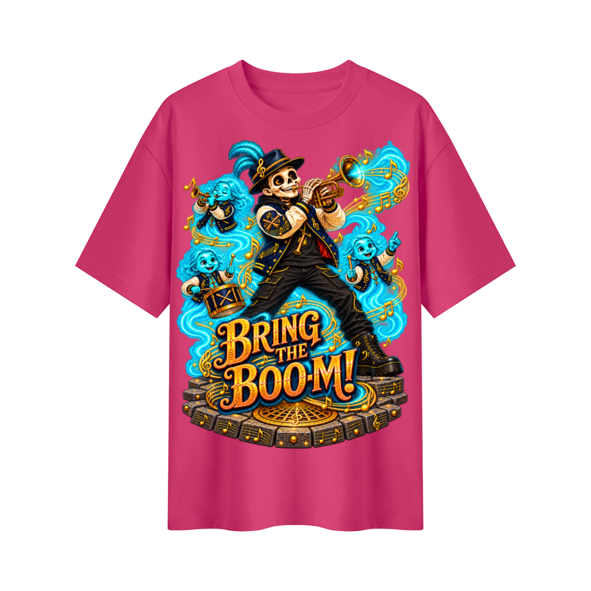 Halloween Bring the Boom Ghost Band Oversized Graphic T-Shirt - Unisex