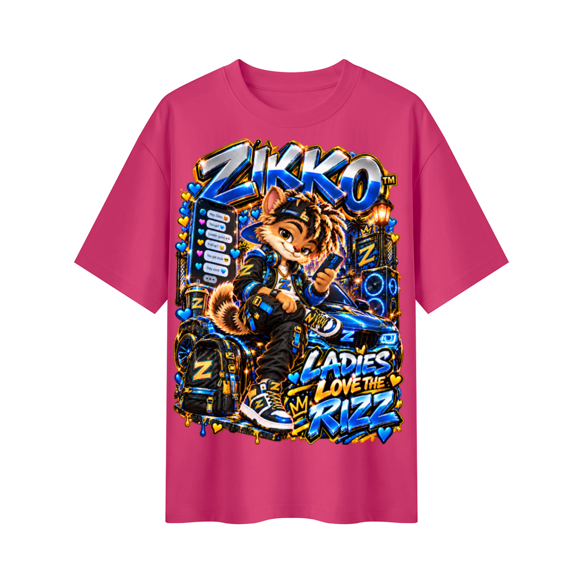Own Your Vibe™ Zikko™ Ladies Love the Rizz Oversized Graphic T-Shirt - Unisex