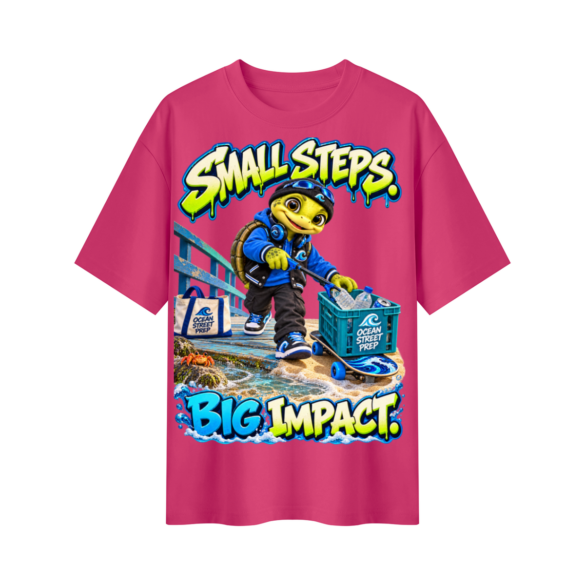 Ocean Street Prep™ Lil Turver Small Steps Big Impact Oversized Graphic T-Shirt - Unisex