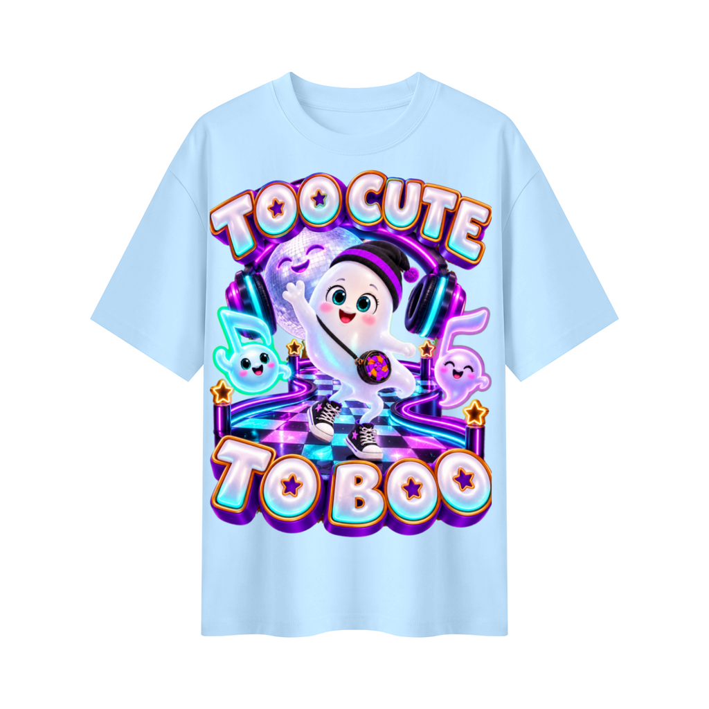 Halloween Cute Ghost Oversized Graphic T-Shirt - Too Cute to Boo - Unisex