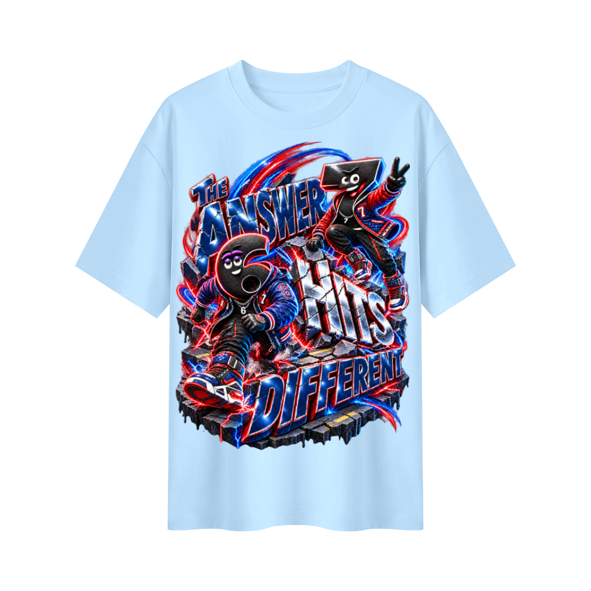 6-7 Street Mode™ The Answer Hits Different Oversized Graphic T-Shirt - Unisex