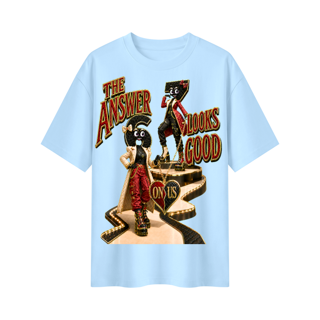 6-7 Street Mode™ The Answer Looks Good on Us Oversized Graphic T-Shirt - Unisex