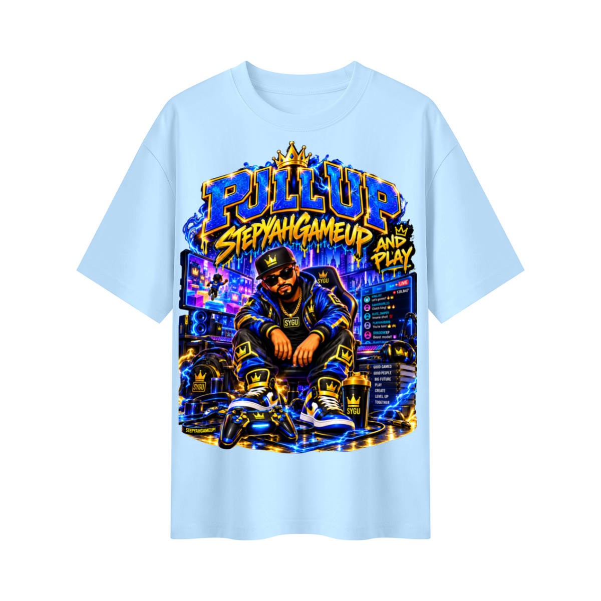 StepYahGameUp™ Pull Up and Play Oversized Graphic T-Shirt - Unisex