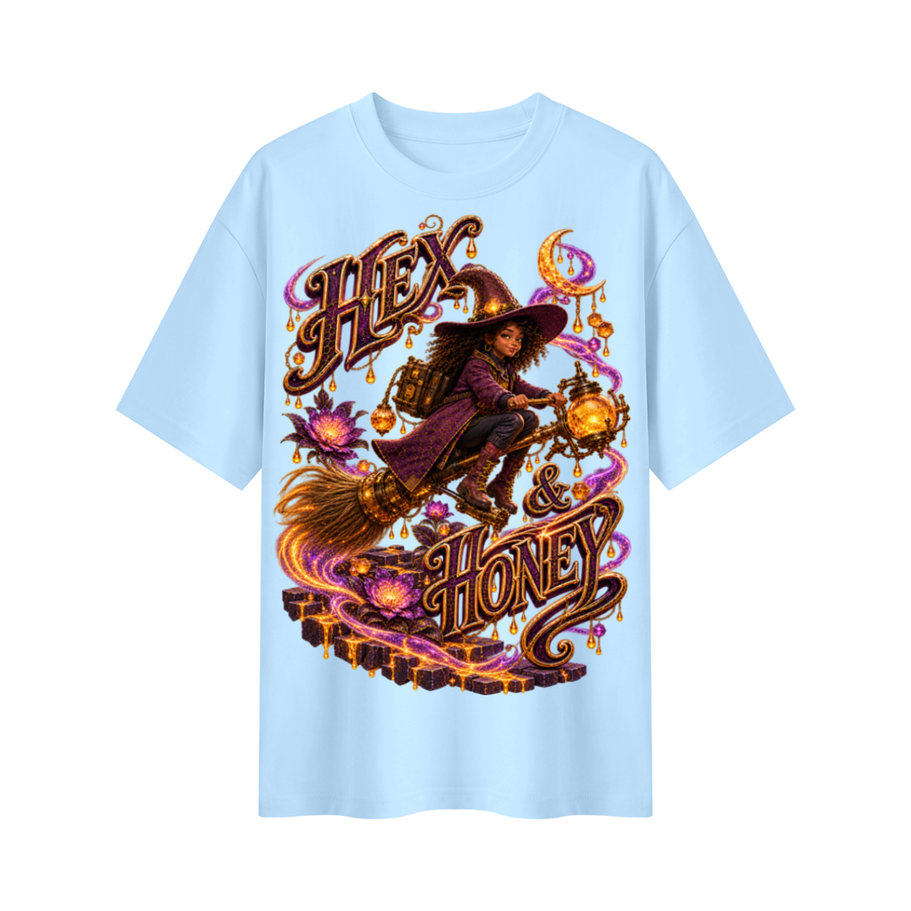 Halloween Hex & Honey Witch Oversized Graphic T-Shirt - Unisex