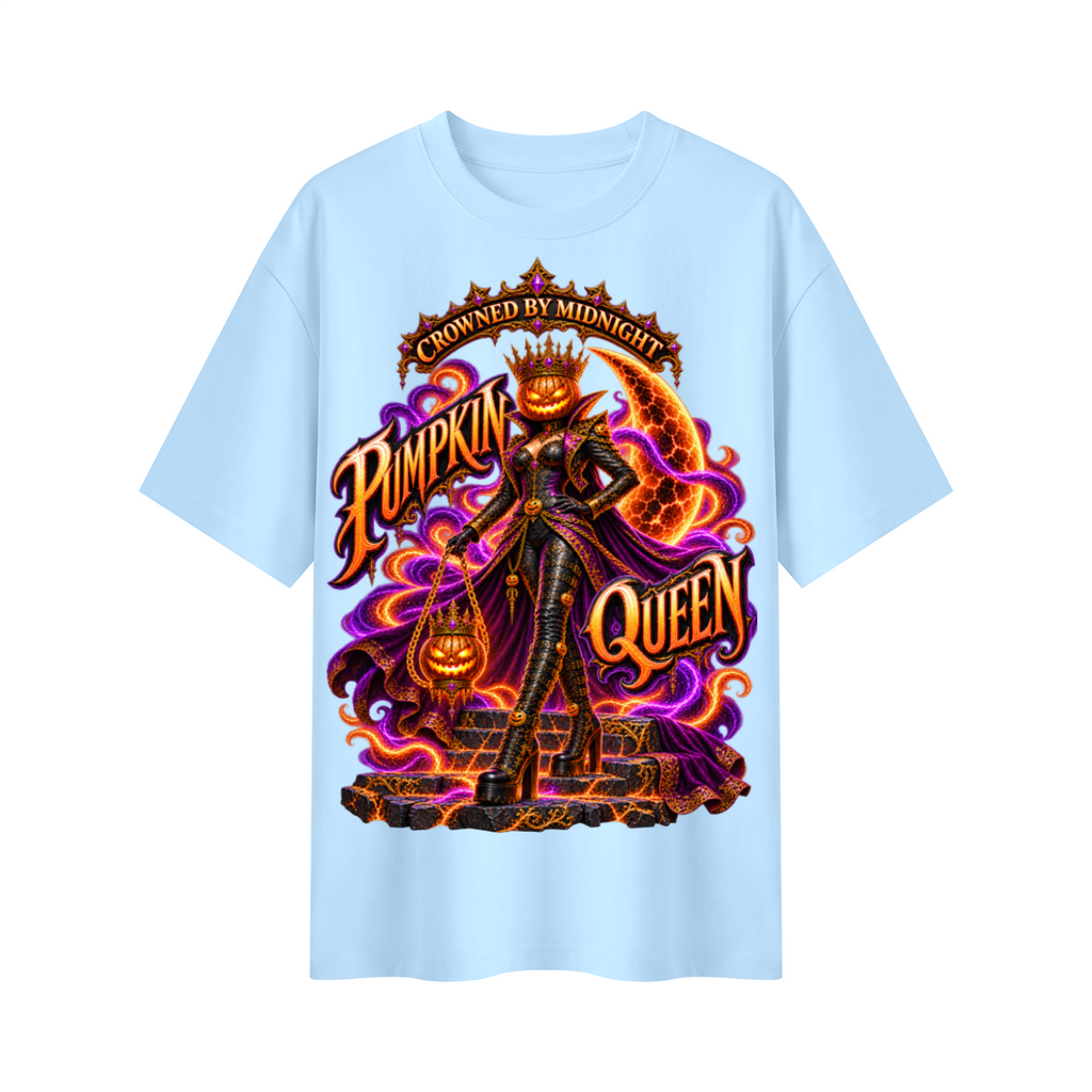 Halloween Pumpkin Queen Oversized Graphic T-Shirt - Crowned by Midnight - Unisex