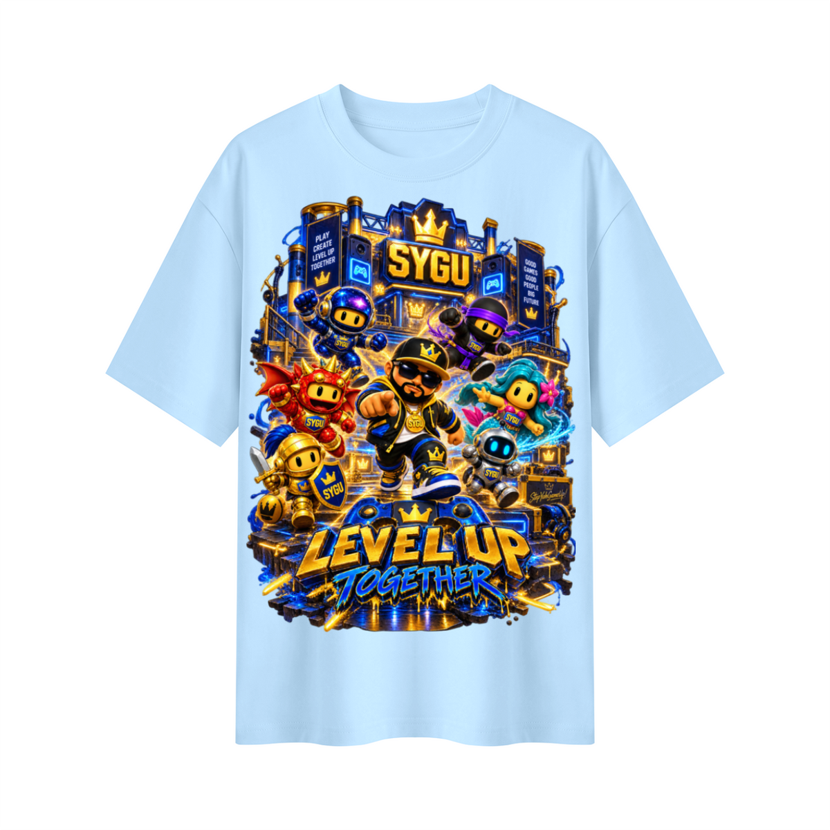 StepYahGameUp™ Level Up Together Oversized Graphic T-Shirt - Unisex