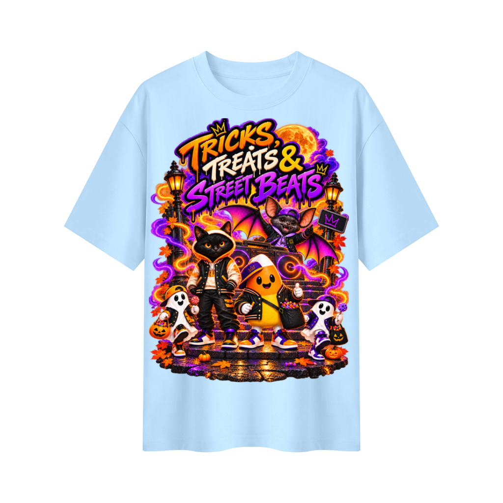 Halloween Tricks, Treats & Street Beats Oversized Graphic T-Shirt - Unisex