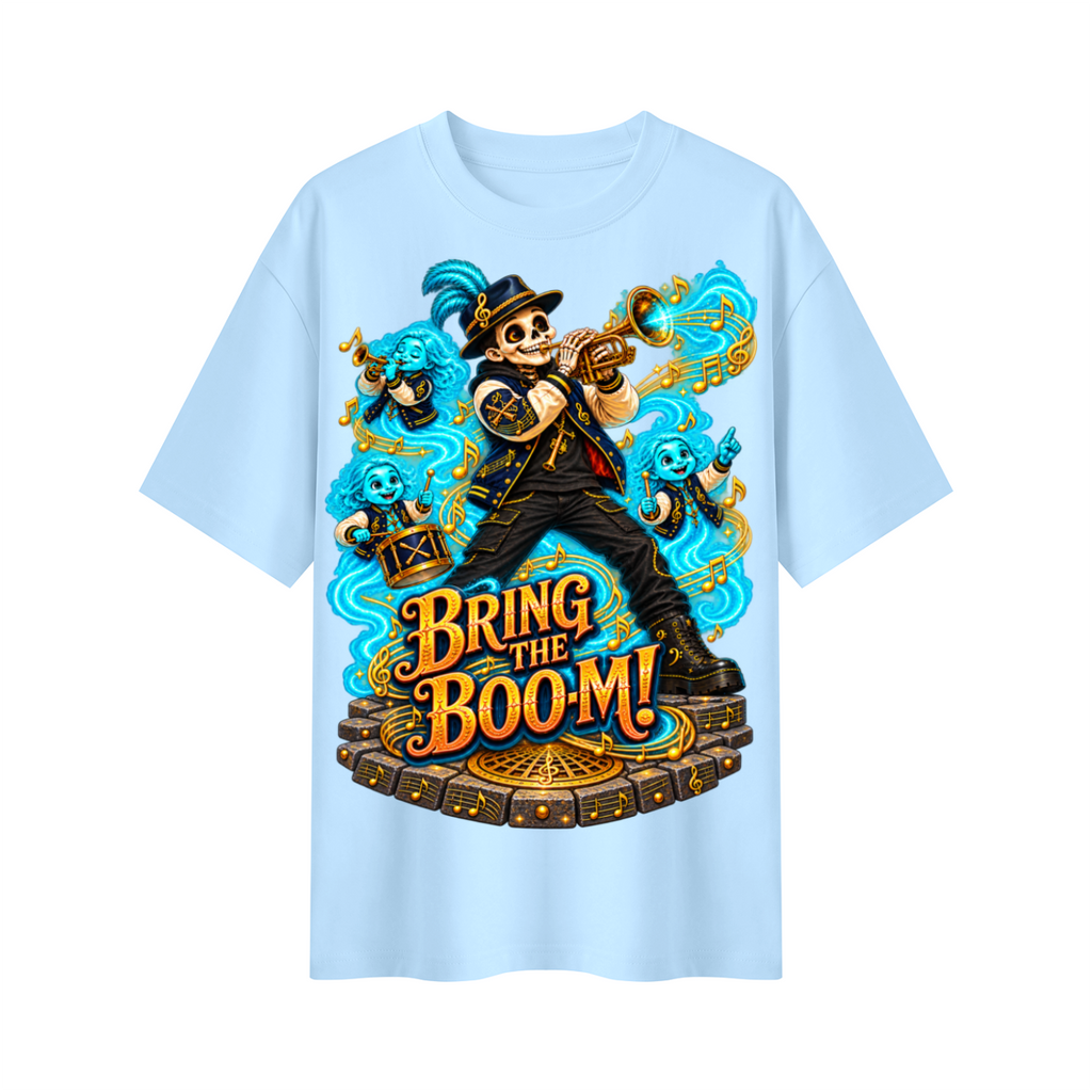Halloween Bring the Boom Ghost Band Oversized Graphic T-Shirt - Unisex