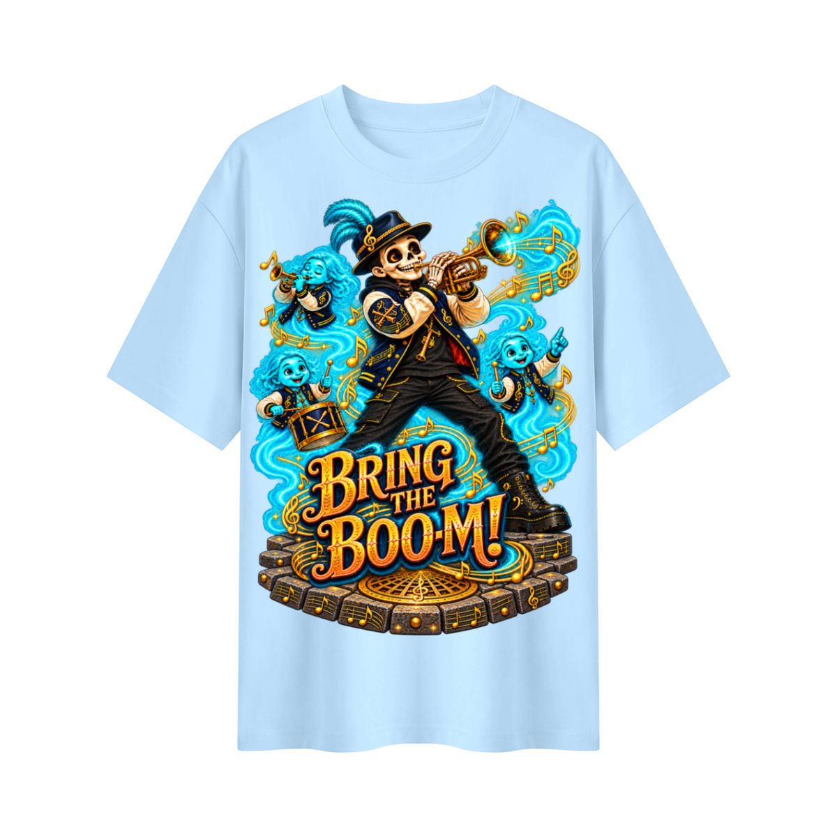 Halloween Bring the Boom Ghost Band Oversized Graphic T-Shirt - Unisex