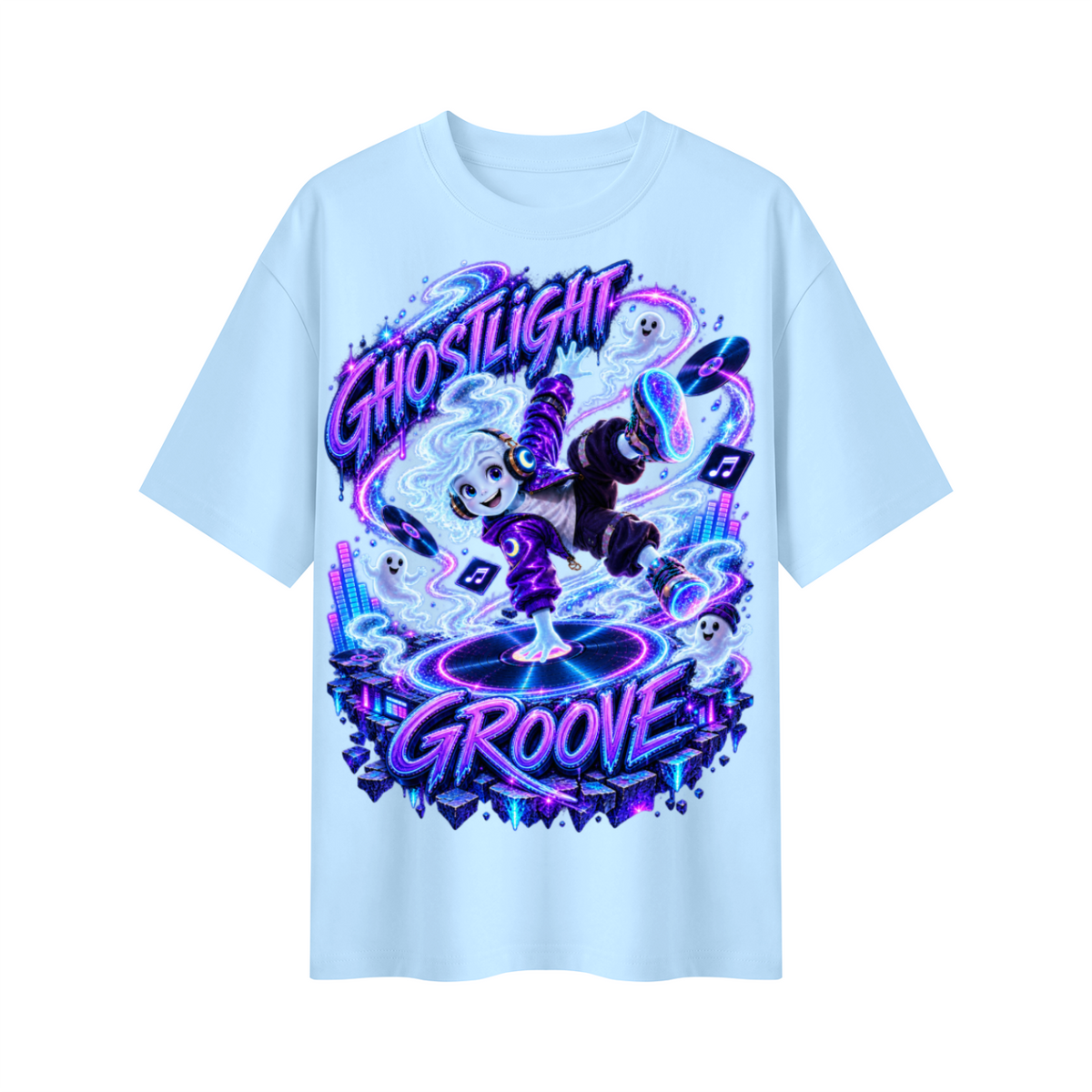 Halloween Ghostlight Groove Ghost DJ Oversized Graphic T-Shirt - Unisex