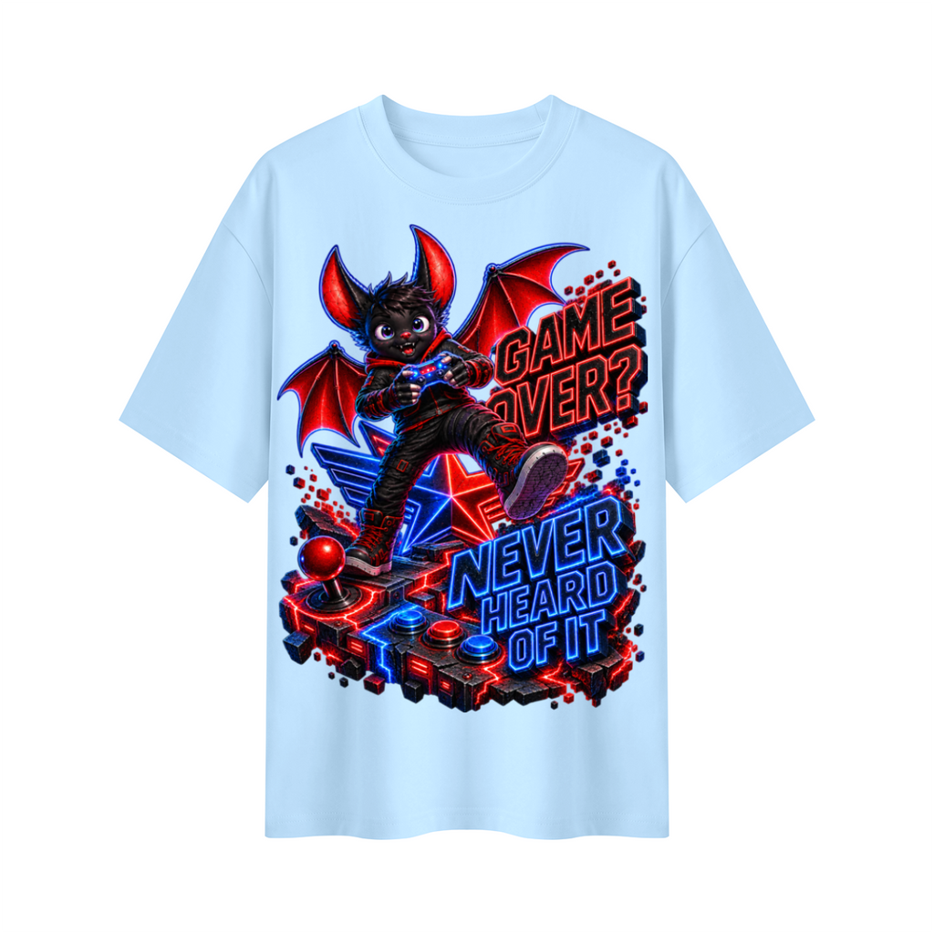 Game Over? Never Heard of It Oversized Gamer Graphic T-Shirt - Unisex