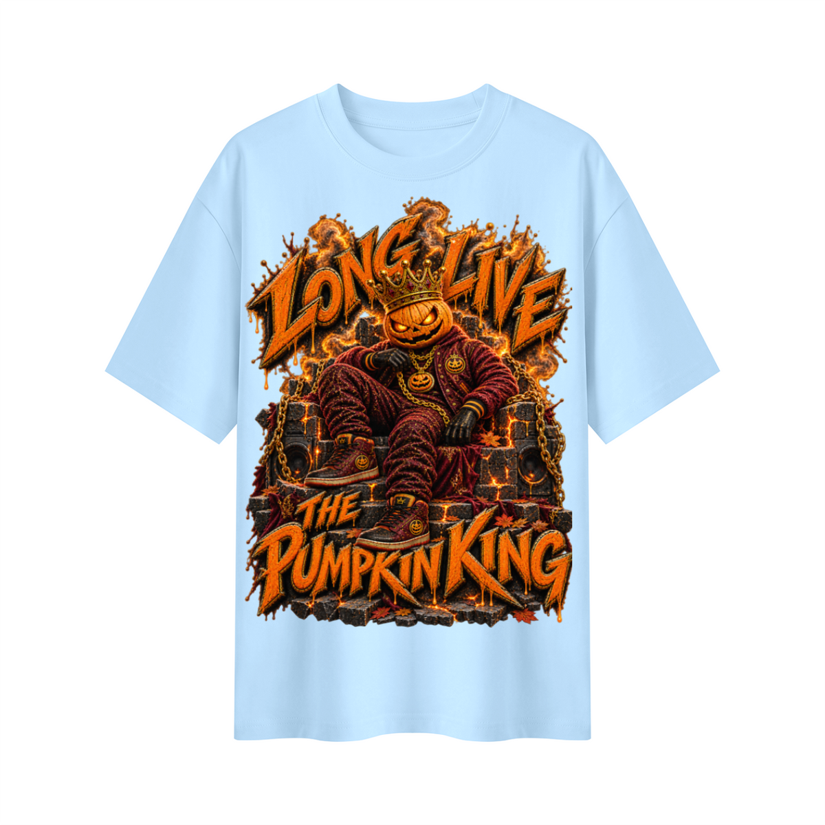 Halloween Pumpkin King Oversized Graphic T-Shirt - Long Live the Pumpkin King - Unisex