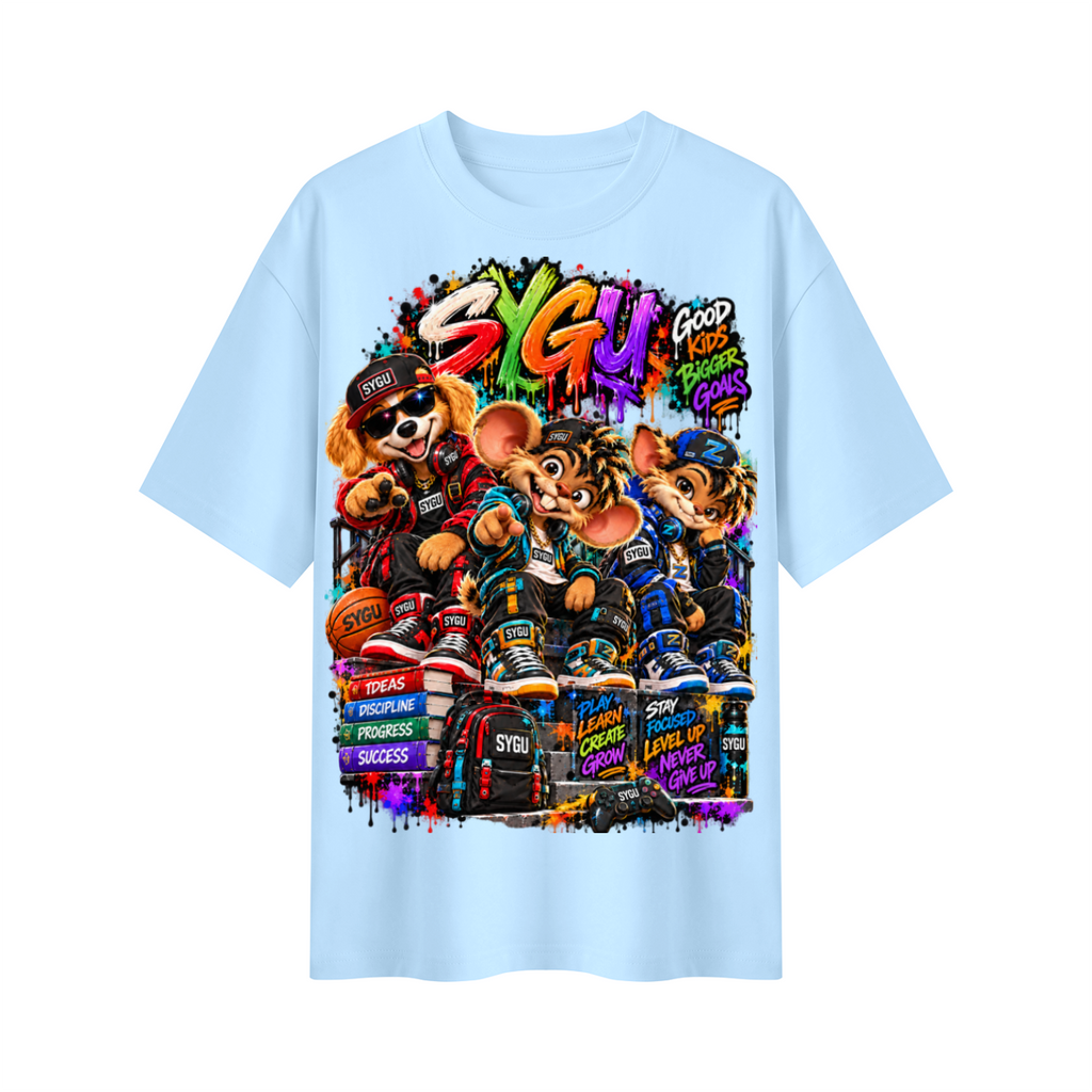 StepYahGameUp™ Good Kids Bigger Goals Oversized Graphic T-Shirt - Unisex