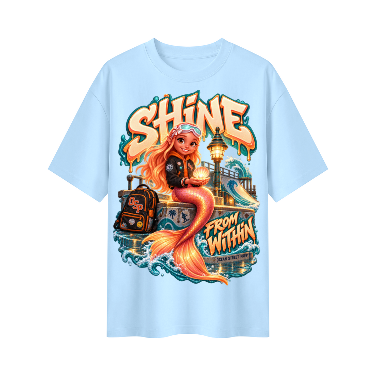 Ocean Street Prep™ Lil Pearl Shine From Within Oversized Graphic T-Shirt - Unisex