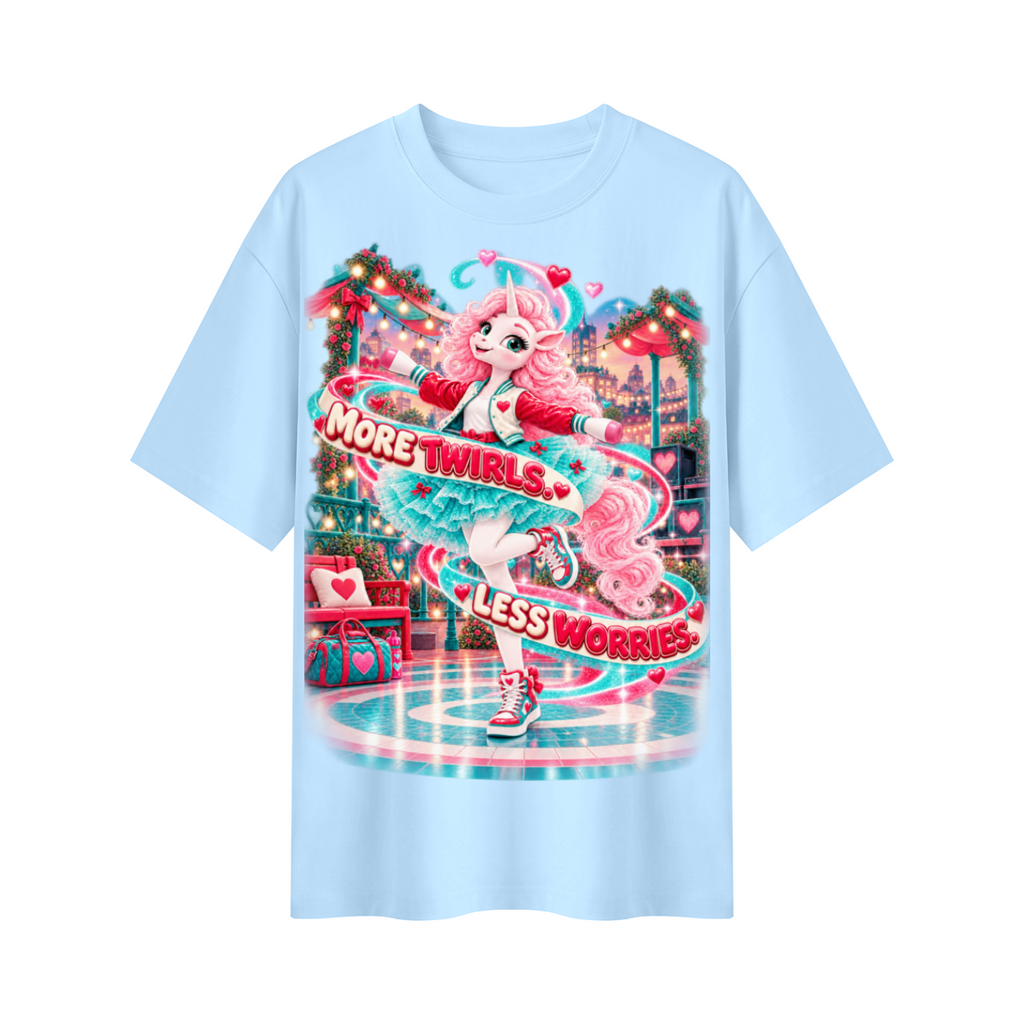 Umyrica Magical Collection™ More Twirls Less Worries Oversized Graphic T-Shirt - Unisex