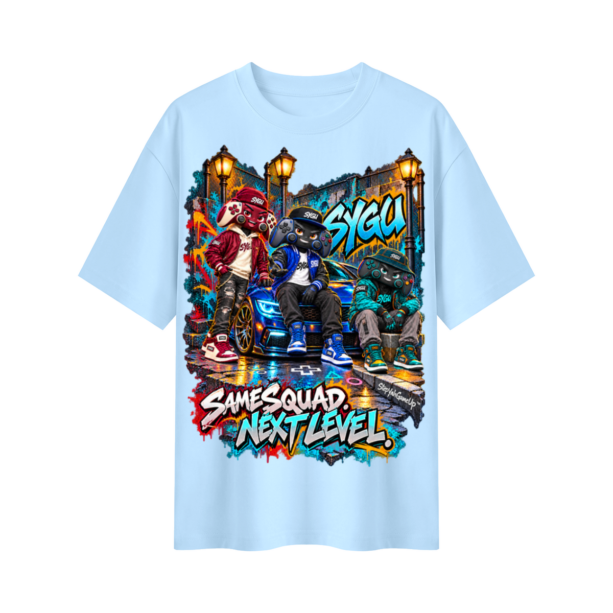 StepYahGameUp™ Same Squad Next Level Oversized Graphic T-Shirt – Unisex