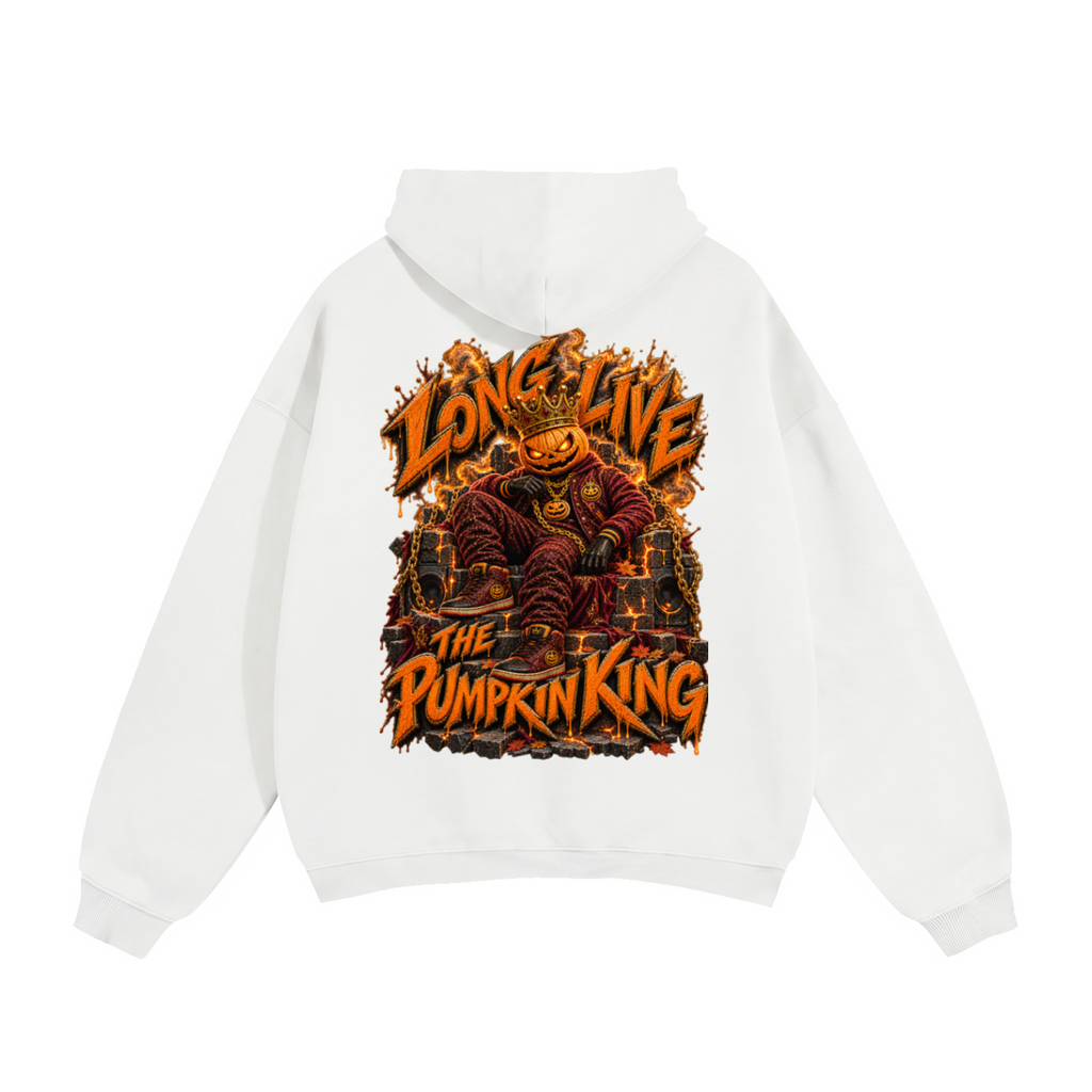 Halloween Pumpkin King Front & Back Graphic Hoodie - Long Live the Pumpkin King - Unisex