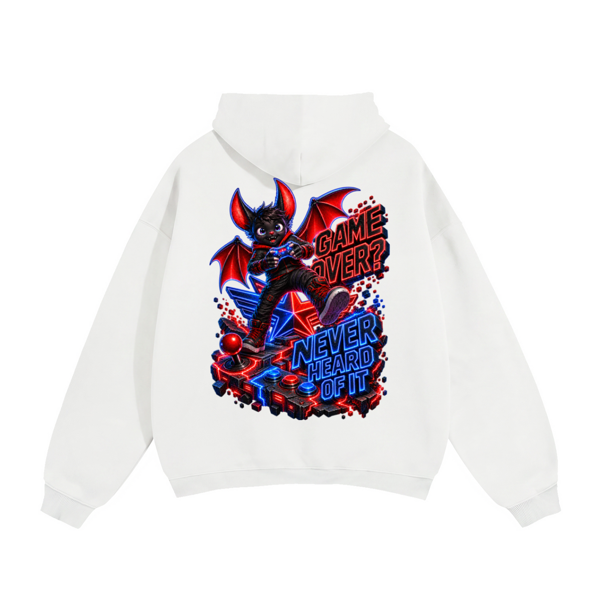 Halloween Bat Gamer Front & Back Graphic Hoodie - Game Over? Never Heard of It - Unisex