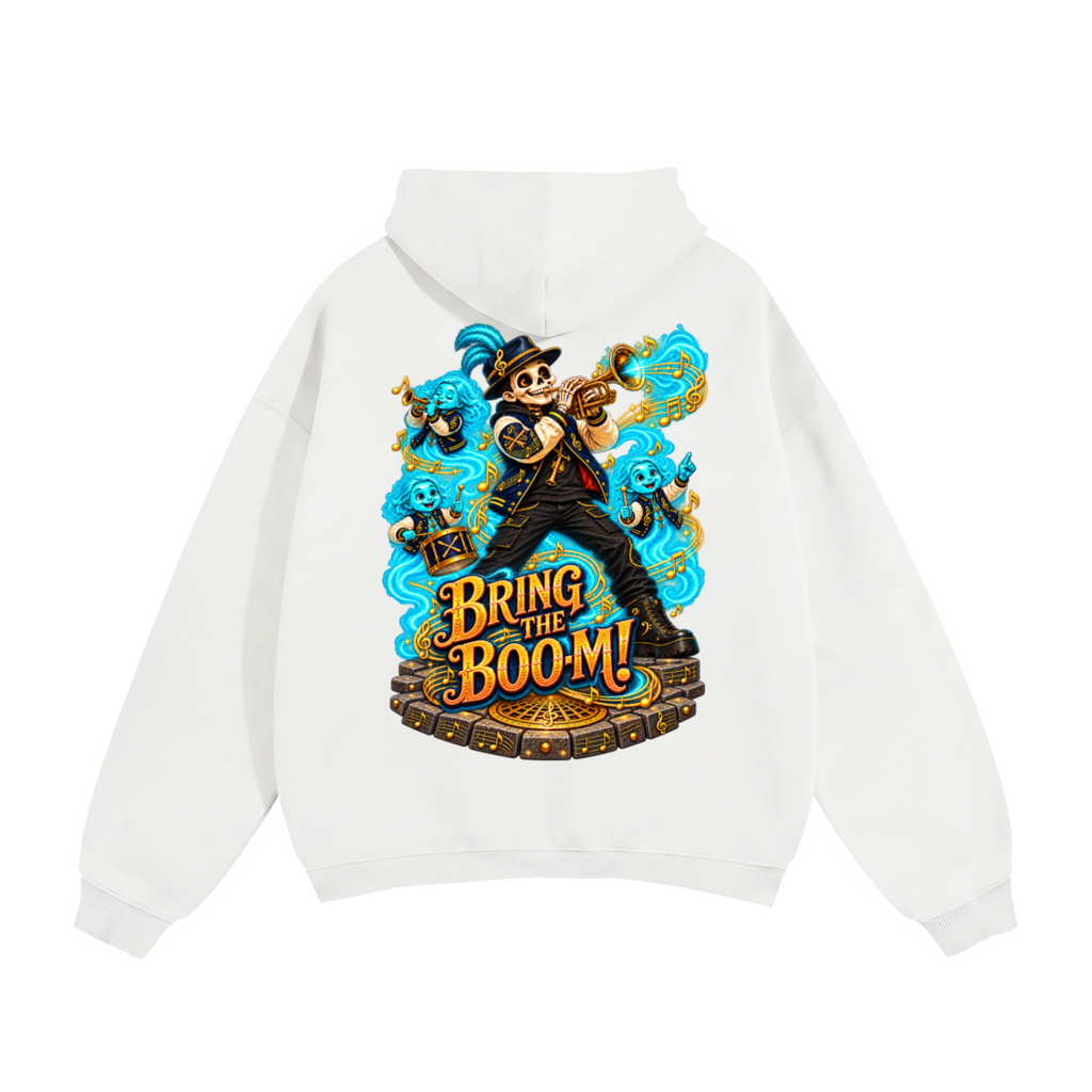 Halloween Brass, Boos & Good Vibes Front & Back Graphic Hoodie - Bring the Boom - Unisex