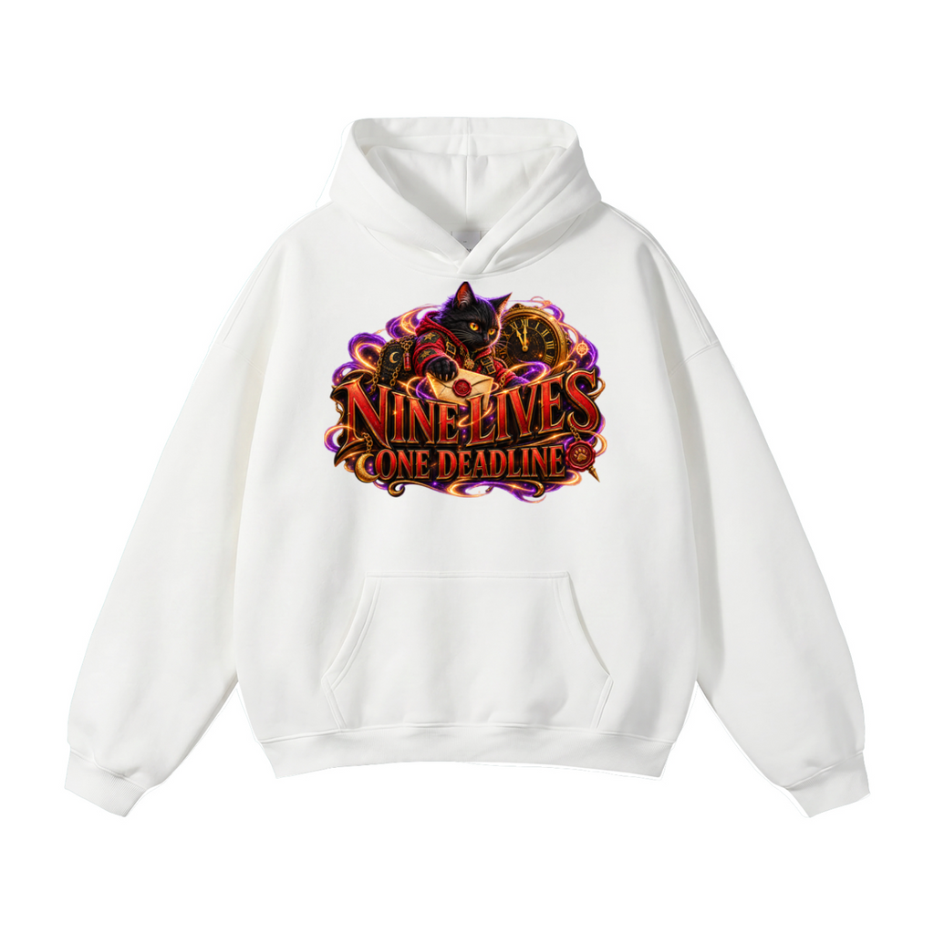 Halloween Black Cat Front & Back Graphic Hoodie - Nine Lives One Deadline - Unisex