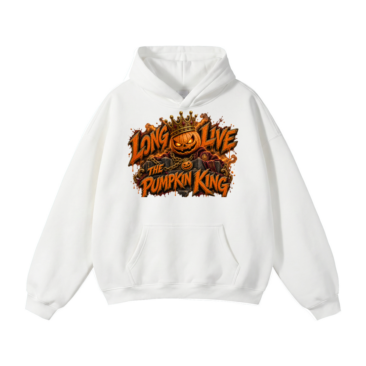 Halloween Pumpkin King Front & Back Graphic Hoodie - Long Live the Pumpkin King - Unisex