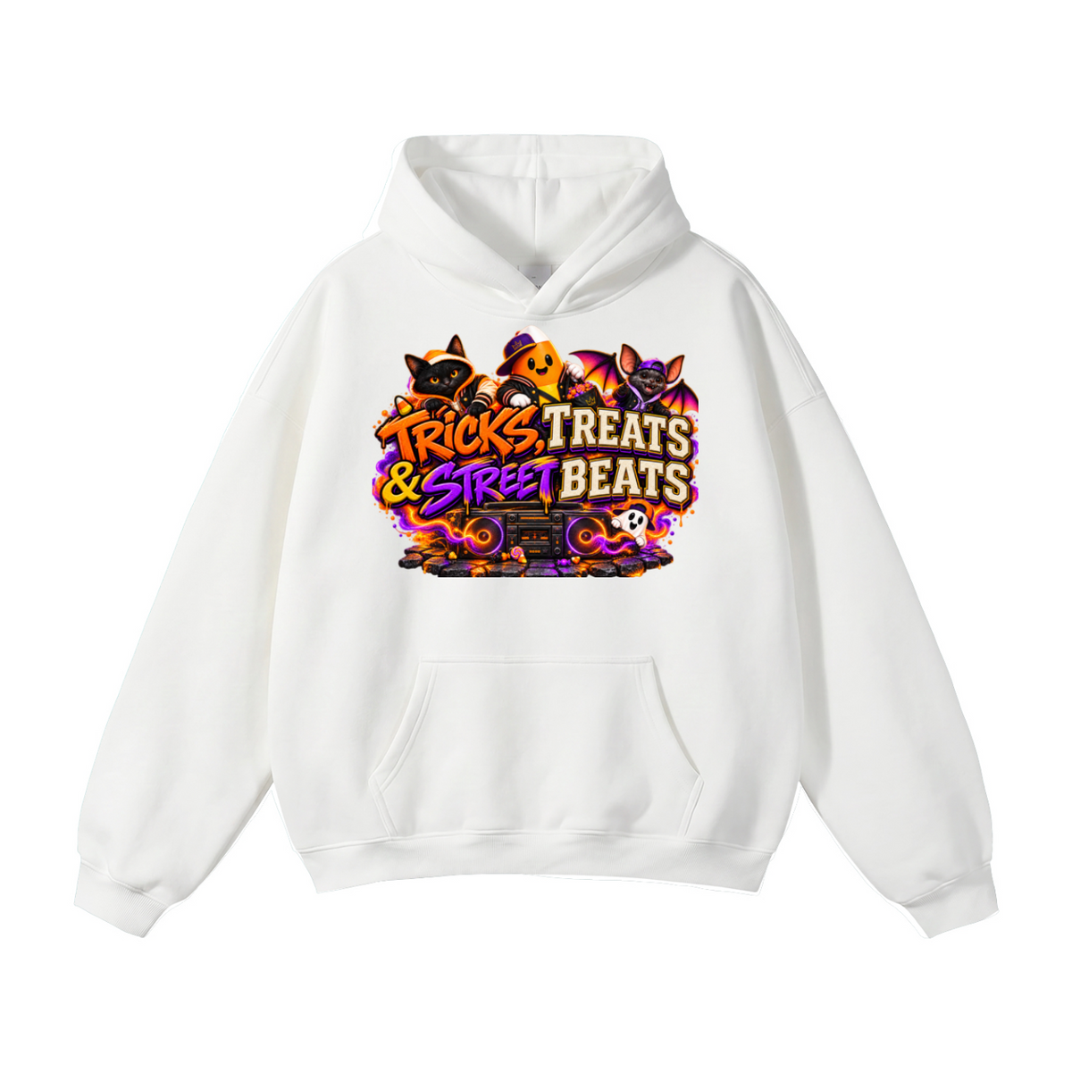 Halloween Tricks, Treats & Street Beats Front & Back Graphic Hoodie - Unisex