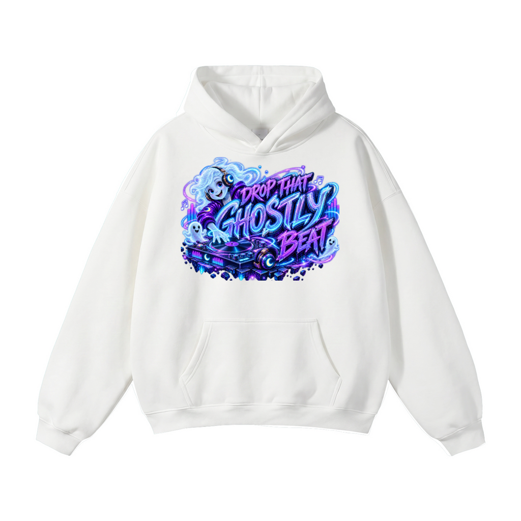 Halloween Ghost DJ Front & Back Graphic Hoodie - Drop That Ghostly Beat - Unisex