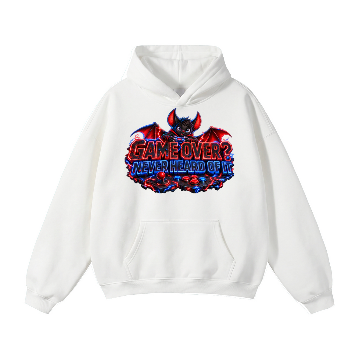 Halloween Bat Gamer Front & Back Graphic Hoodie - Game Over? Never Heard of It - Unisex