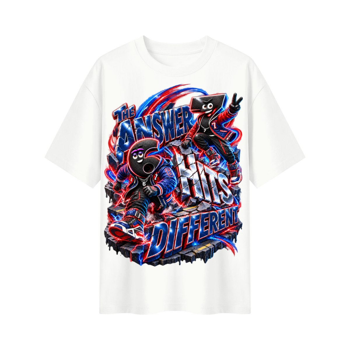 6-7 Street Mode™ The Answer Hits Different Oversized Graphic T-Shirt - Unisex