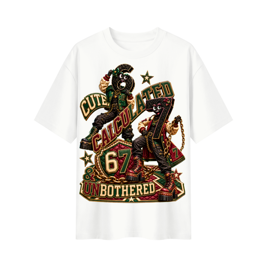 6-7 Street Mode™ Cute, Calculated & Unbothered Oversized Graphic T-Shirt - Unisex