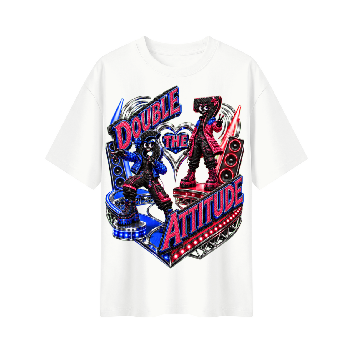 6-7 Street Mode™ Double the Attitude Oversized Graphic T-Shirt - Unisex