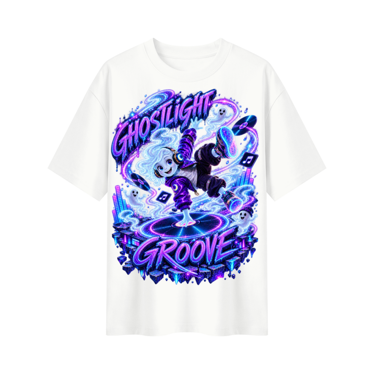 Halloween Ghostlight Groove Ghost DJ Oversized Graphic T-Shirt - Unisex