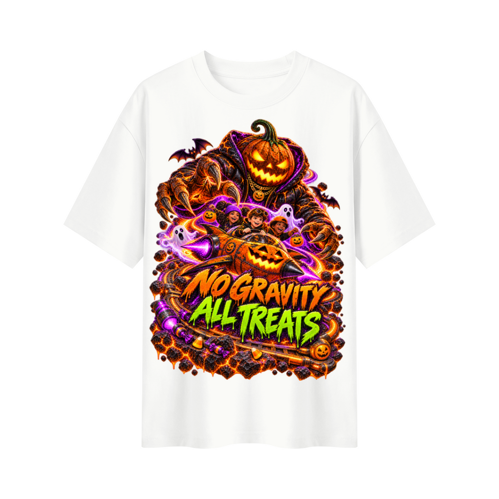 Halloween No Gravity All Treats Oversized Graphic T-Shirt - Unisex