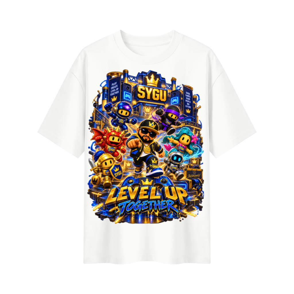 StepYahGameUp™ Level Up Together Oversized Graphic T-Shirt - Unisex